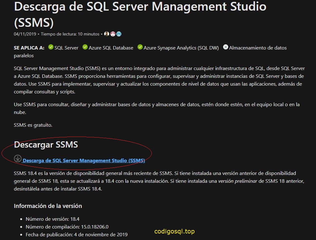 instalar sql server management studio español